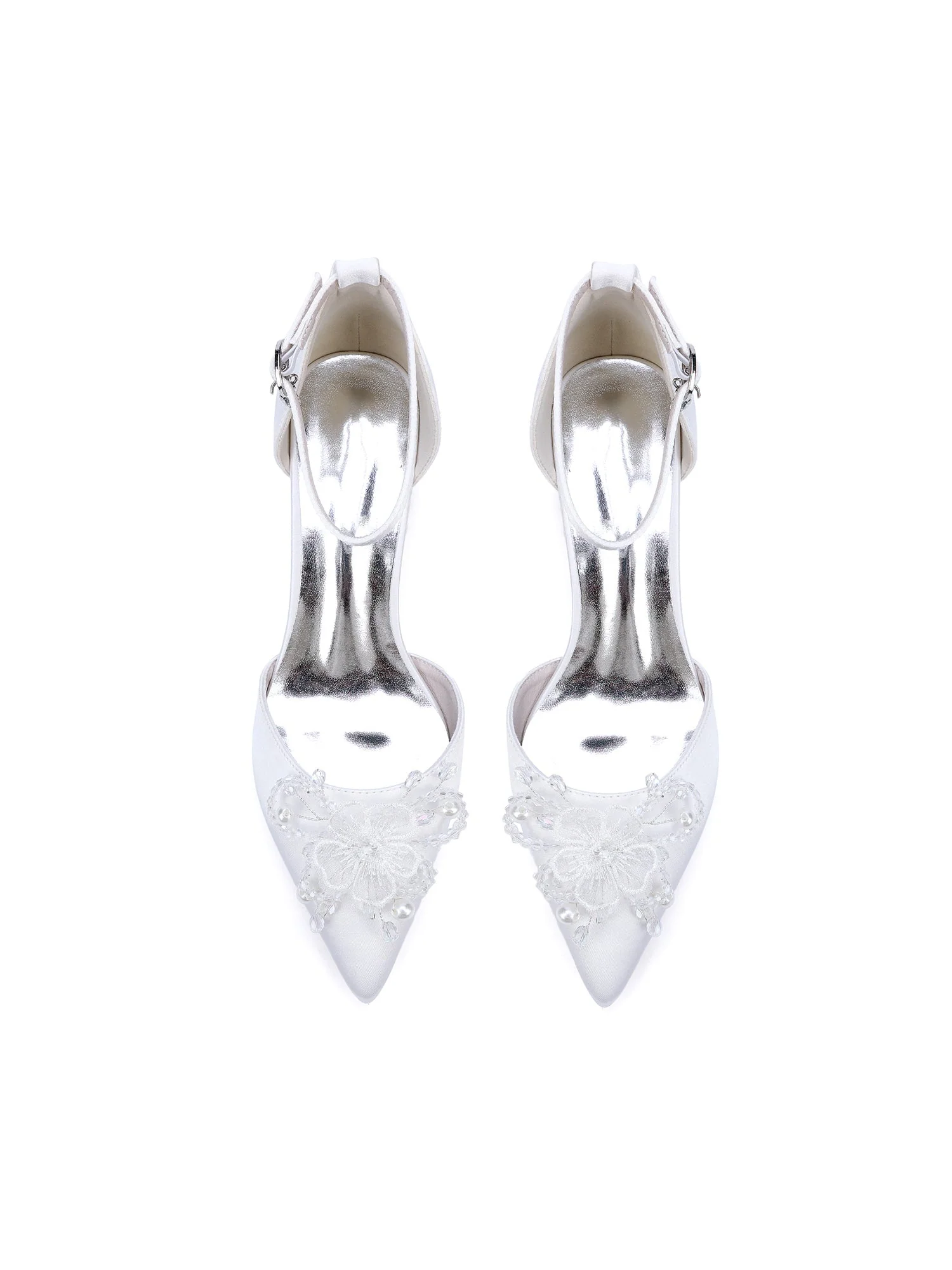 Satin Spitzenschuh Pumps mit Applikation - Image 4