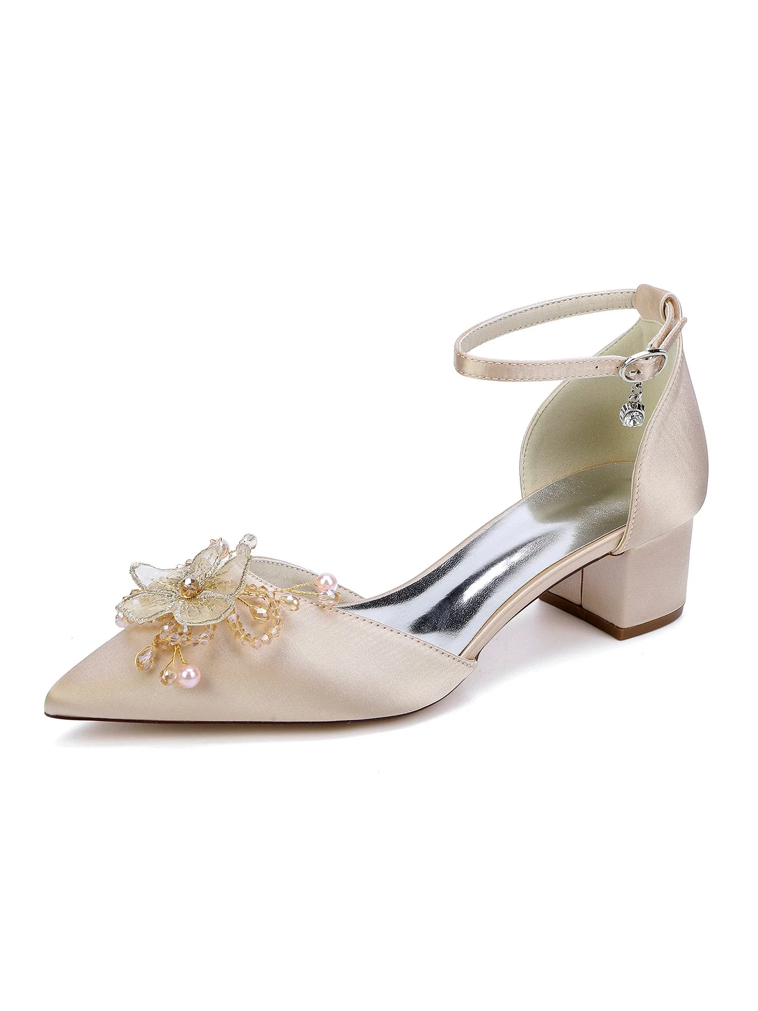 Satin Spitzenschuh Pumps mit Applikation - Image 8