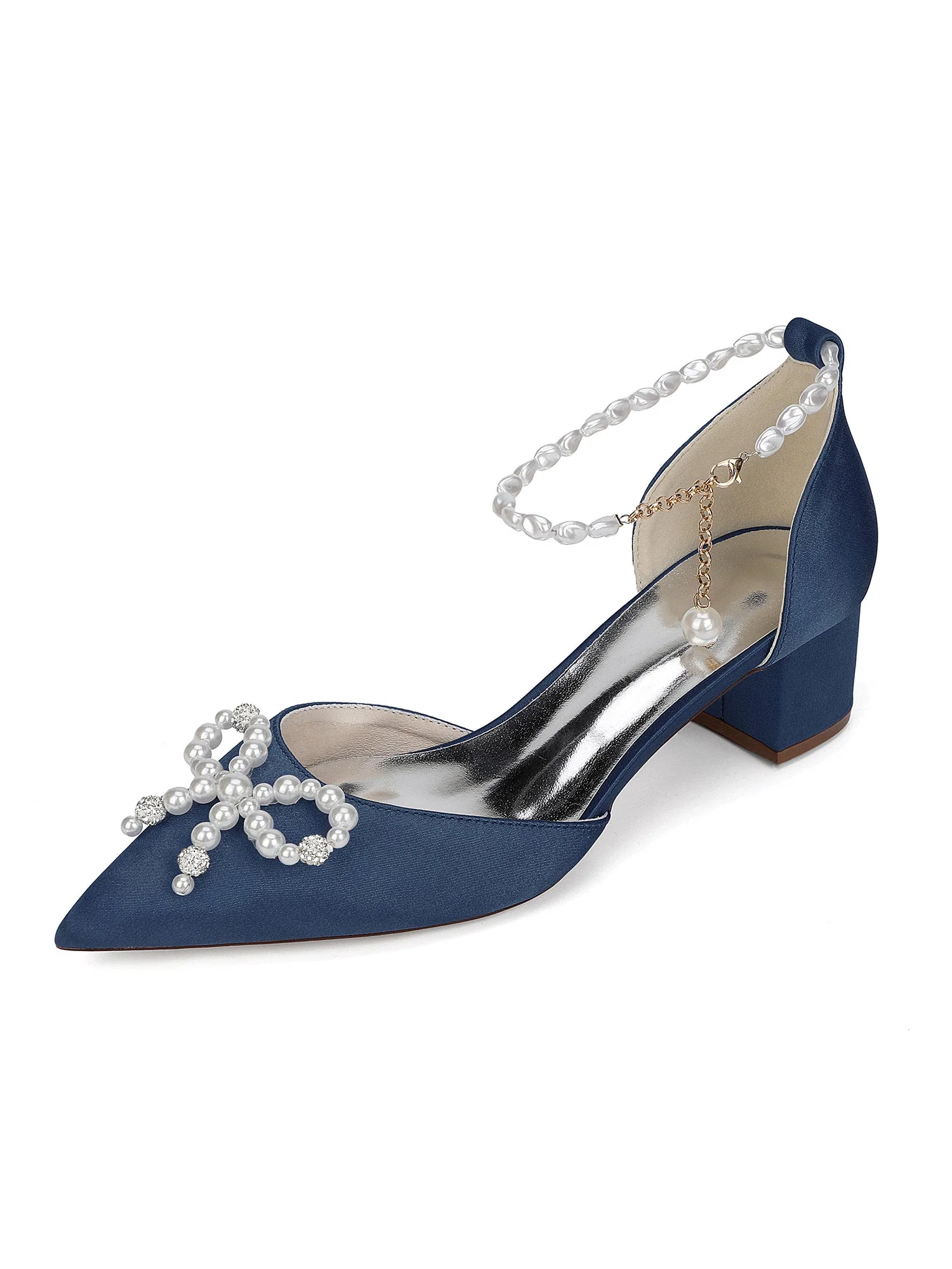 Satin Spitzenschuh Pumps mit Perlen - Image 15