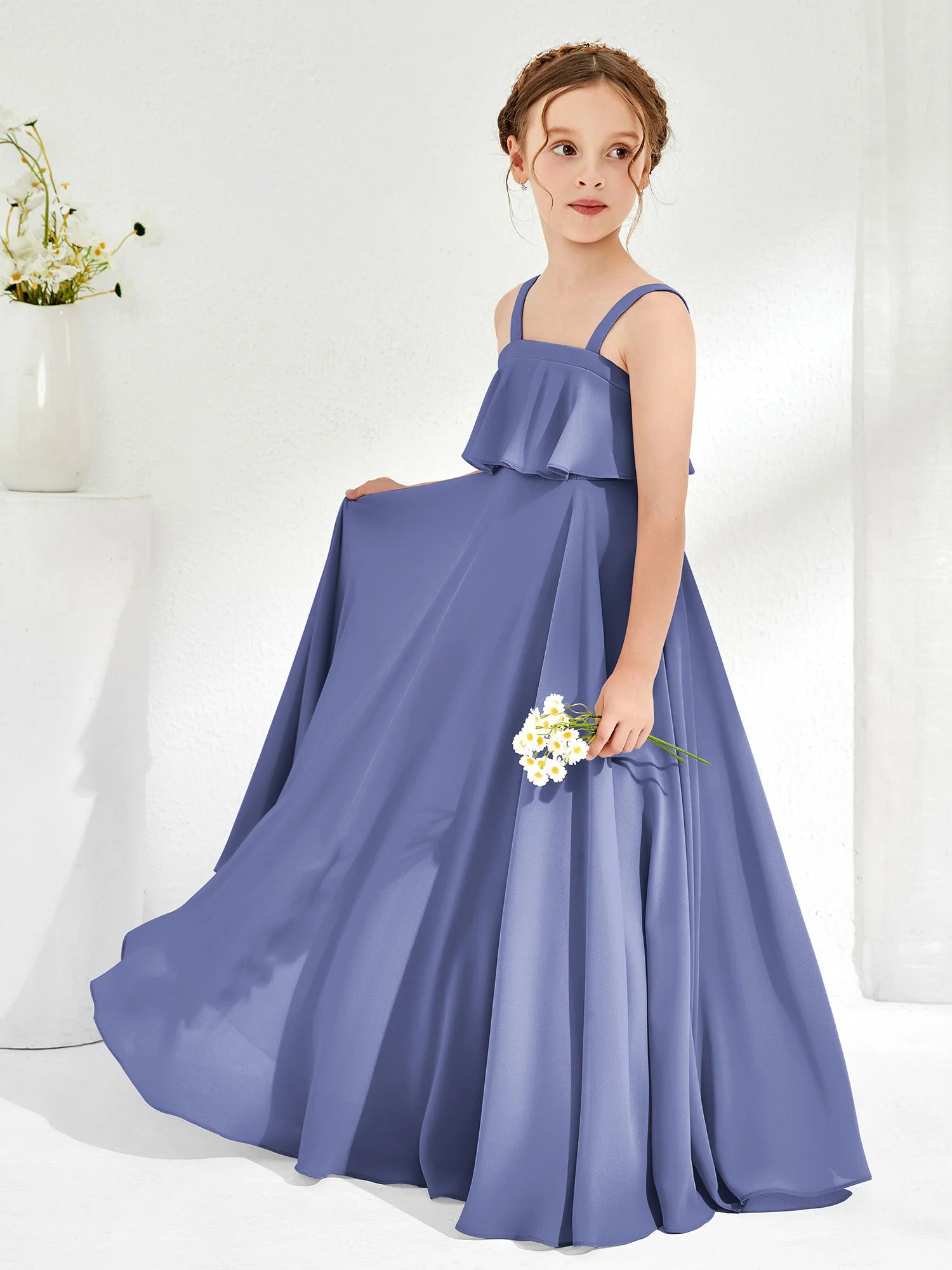 Schulterträger Junge Brautjungfernkleider Periwinkleblau - Image 3