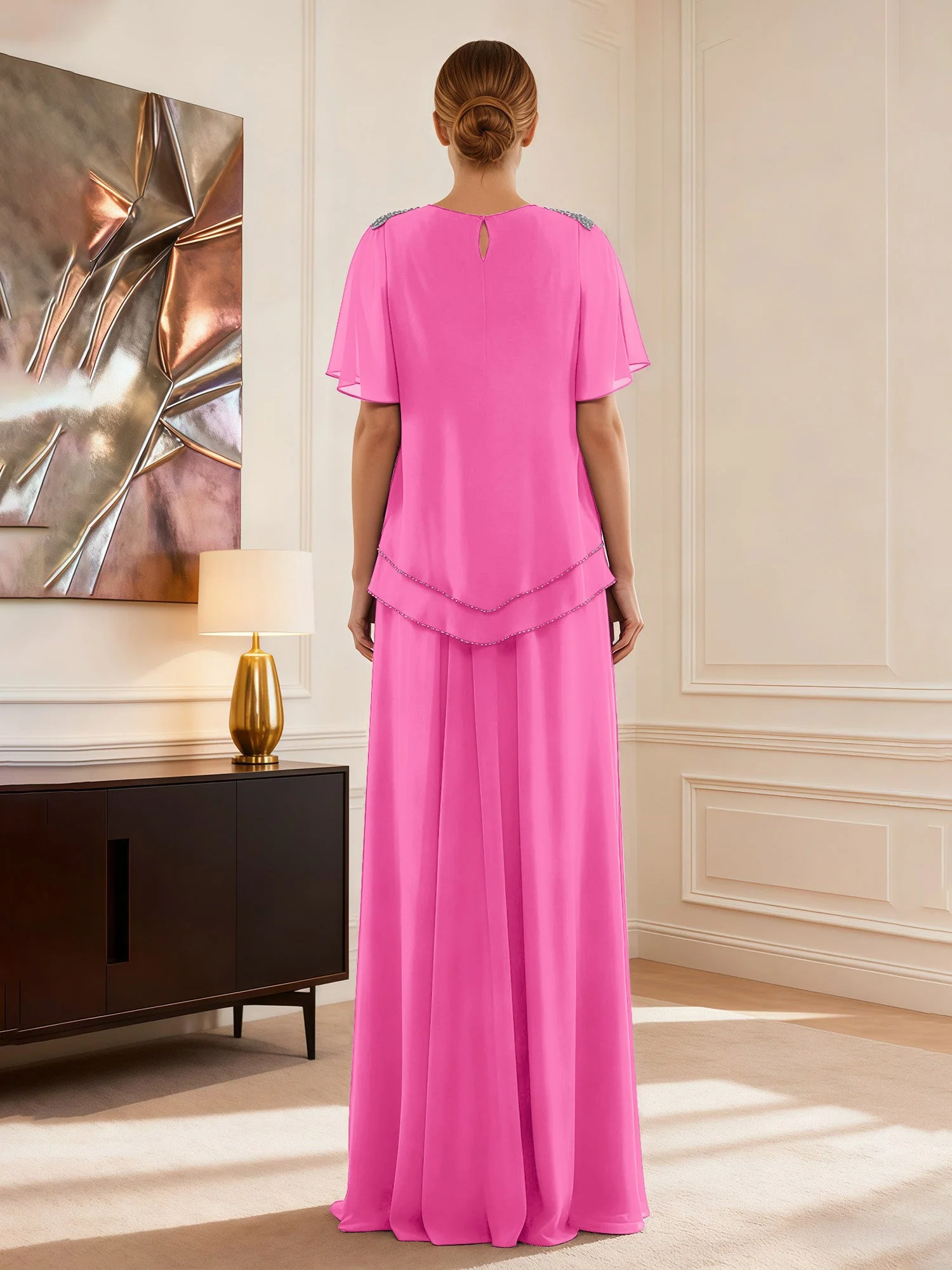Cap Ärmel Schmuck Ausschnitt Formell Kleid Azalee - Image 2
