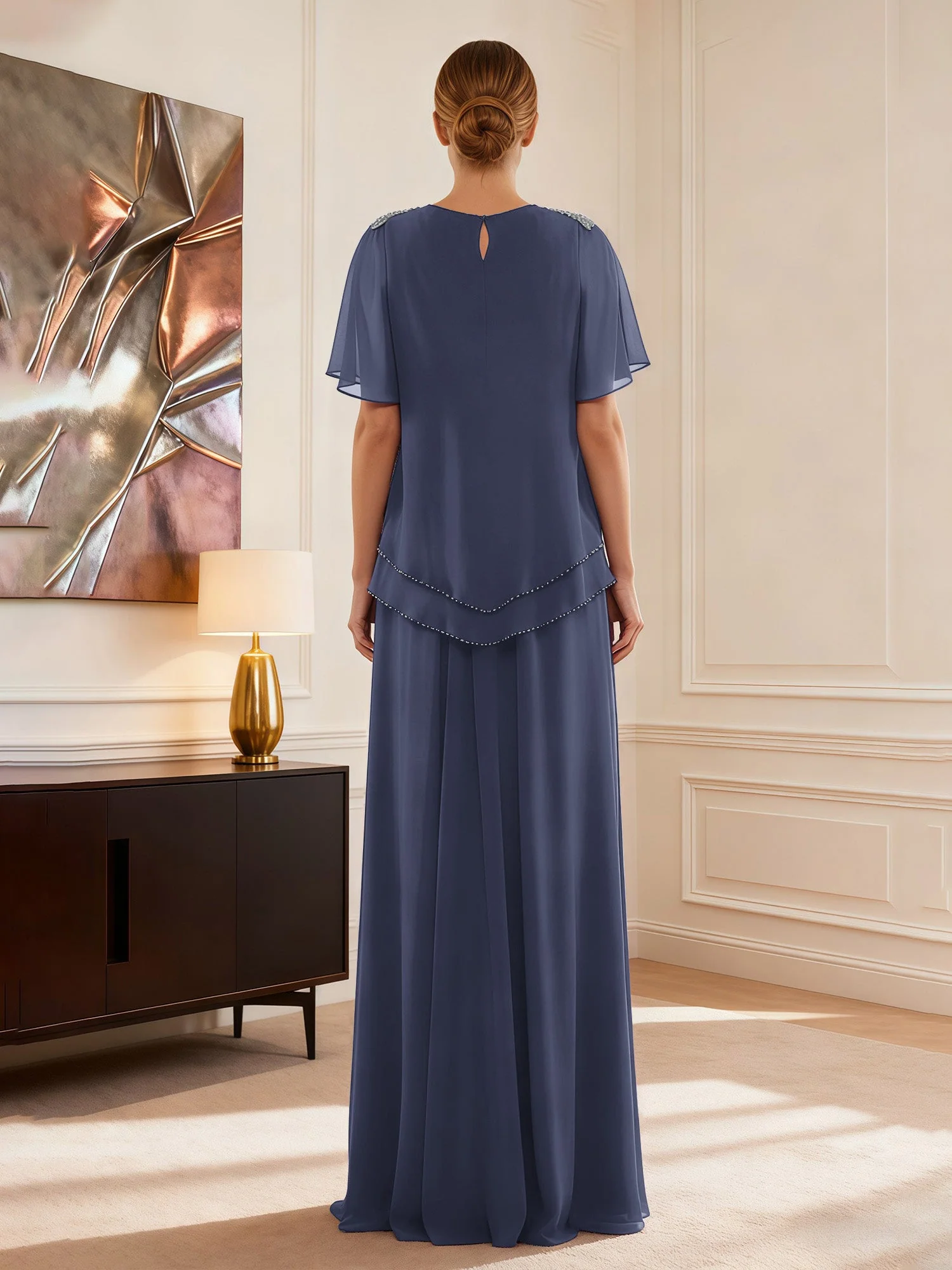 Cap Ärmel Schmuck Ausschnitt Formell Kleid Sturm - Image 2