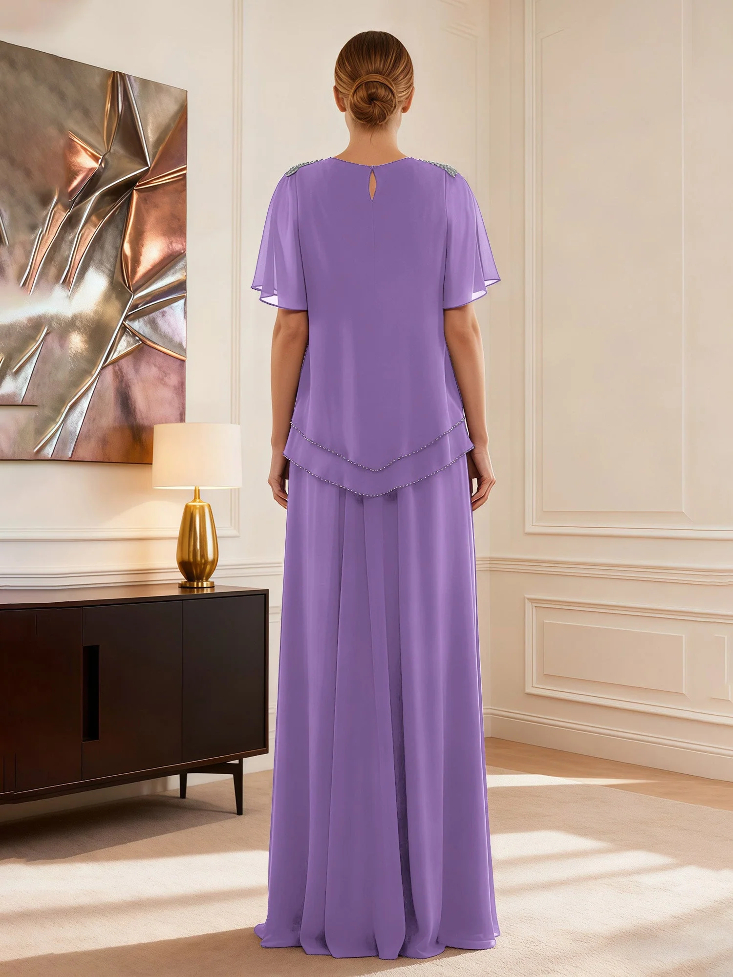 Cap Ärmel Schmuck Ausschnitt Formell Kleid Tahiti - Image 2