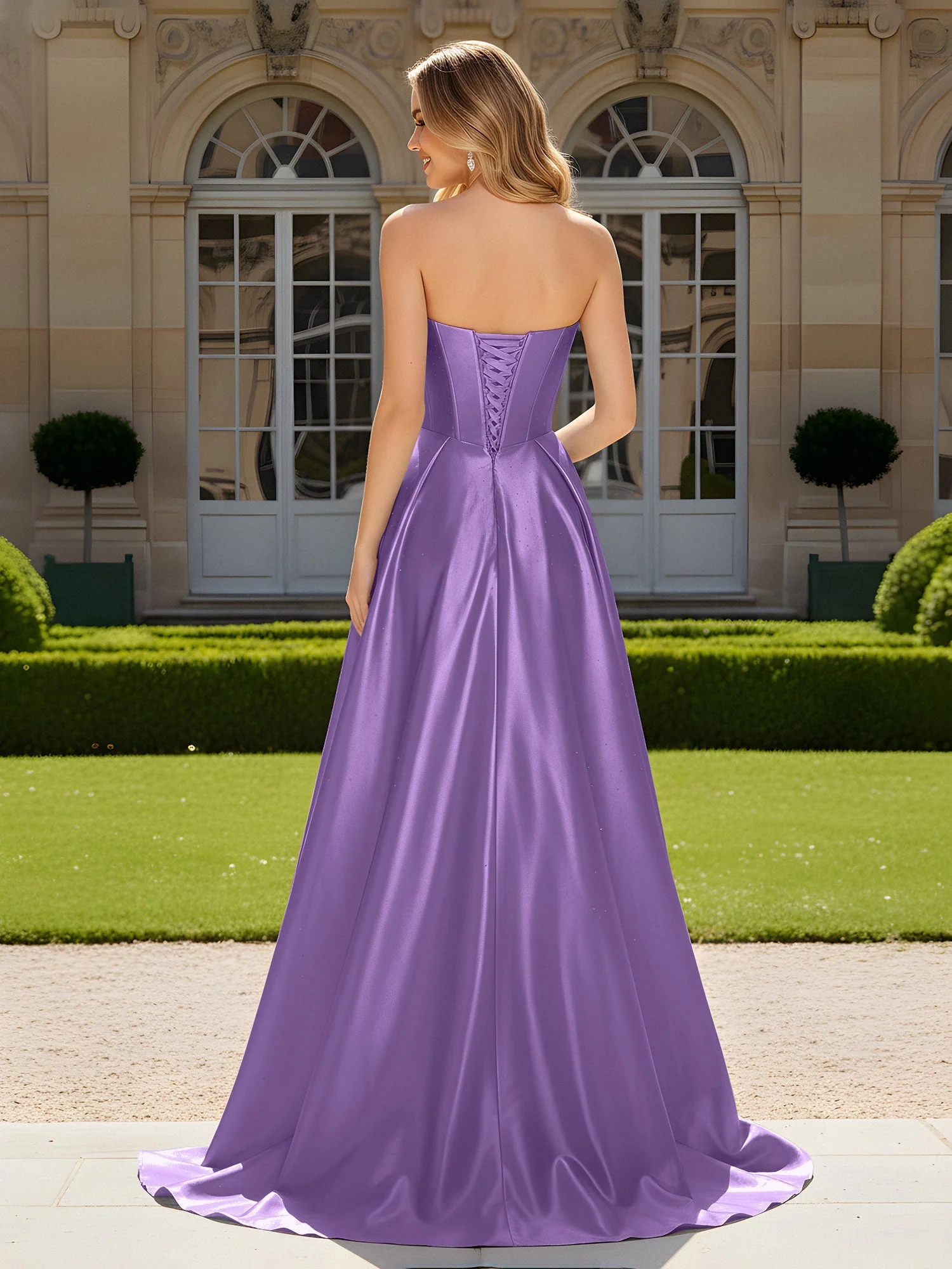 Herzform Plissee Spitzenoberteil Kleid mit Schleppe Tahiti - Image 2