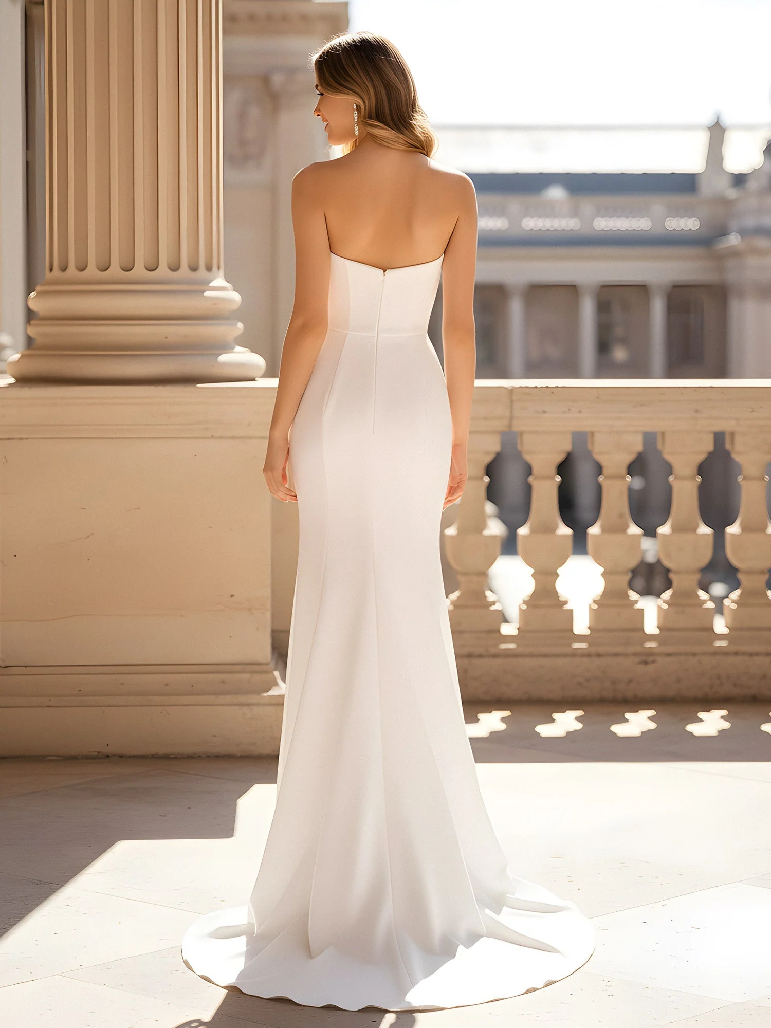 Trägerlos Plissee Ballkleid mit Schlitz Lavendel - Image 2