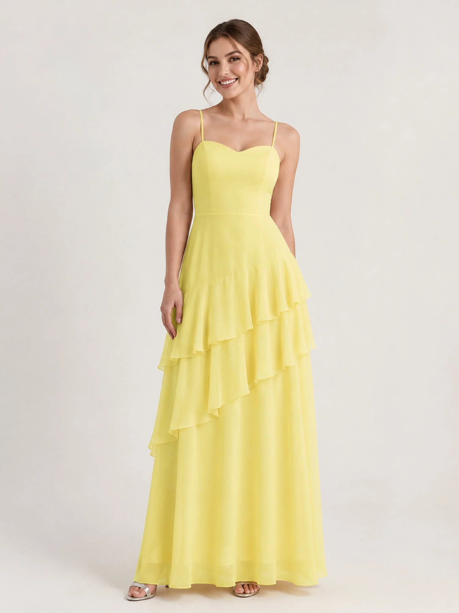 Herzförmiges Abendkleid Mit Rüschen Und Schnürung Am Rücken Terrakotta