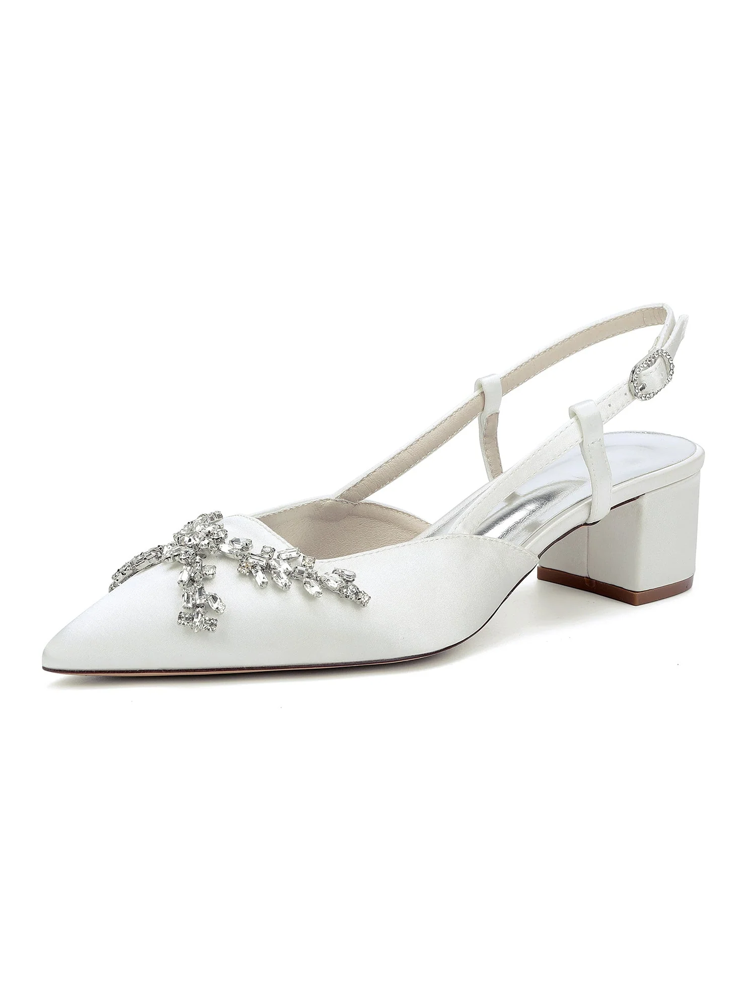 Slingback-Pumps mit spitzer Kappe, Blockabsatz und Kristallverzierung - Image 8