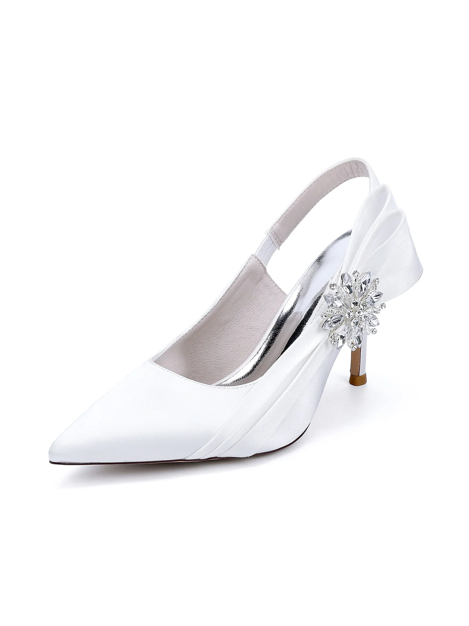 Slingback-Pumps mit spitzer Kappe, Kristallen und seitlicher Schleife - Image 12