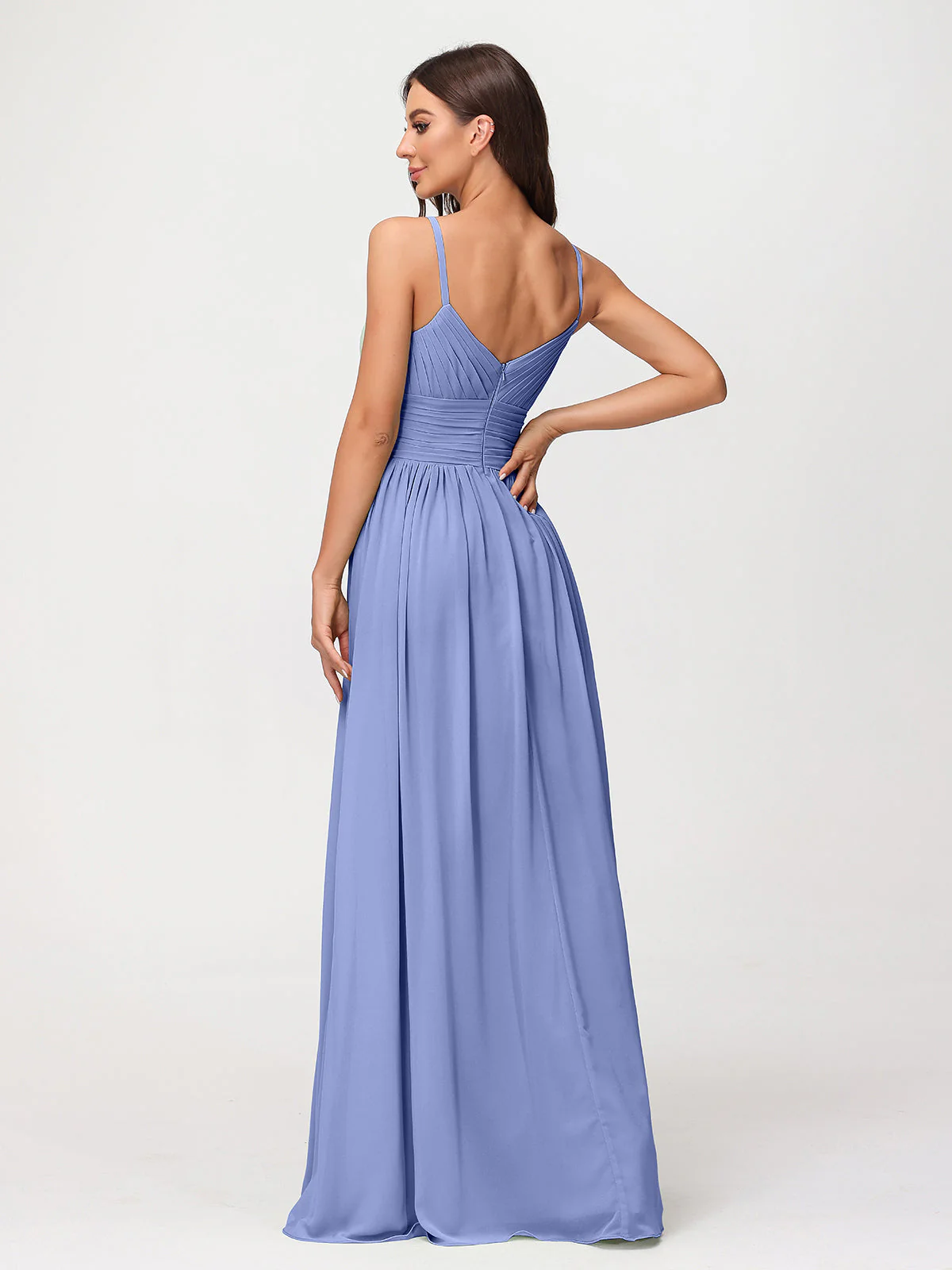 Spaghettiträger Chiffon Maxi Kleider Periwinkleblau - Image 2