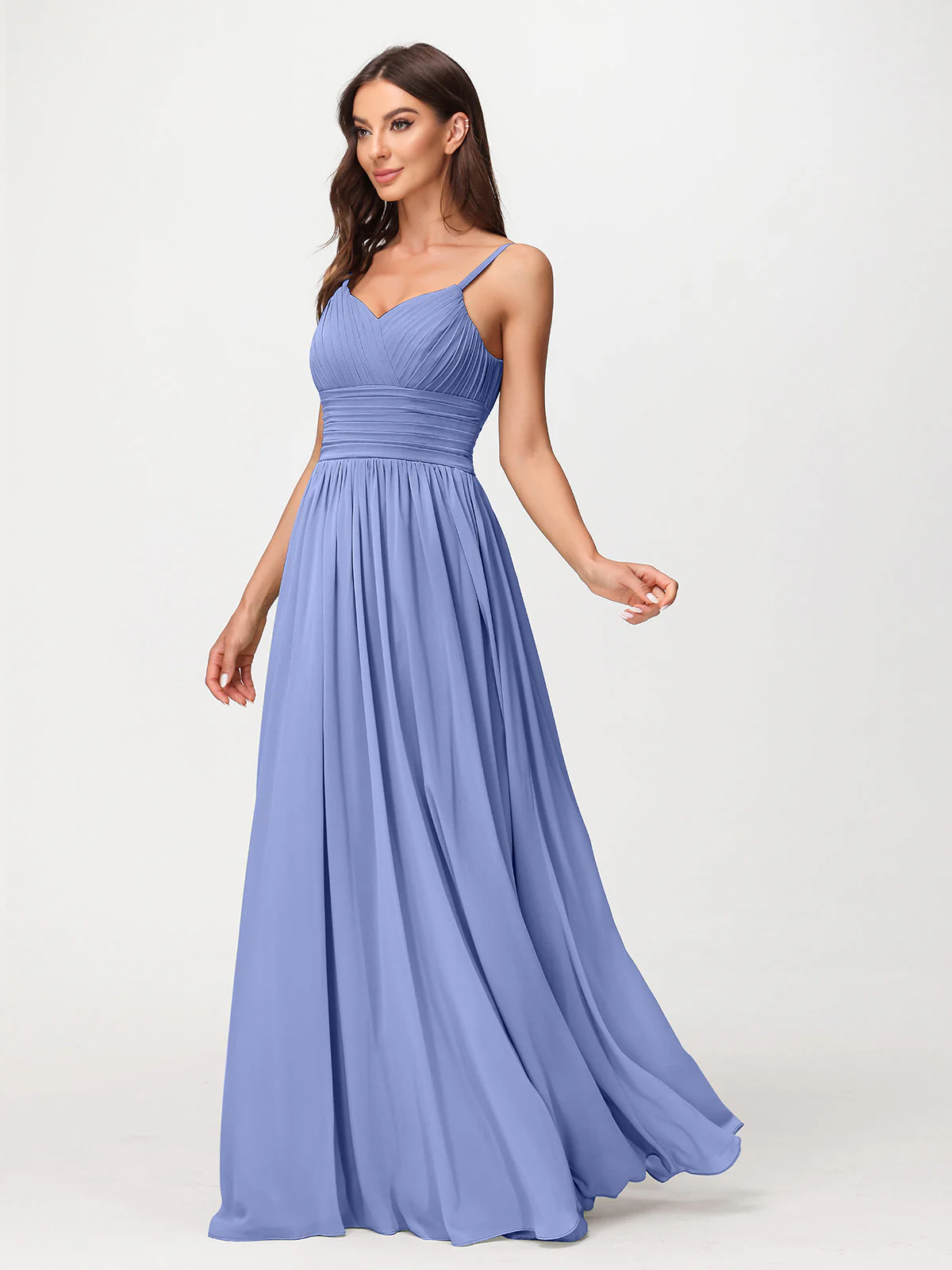 Spaghettiträger Chiffon Maxi Kleider Periwinkleblau - Image 4