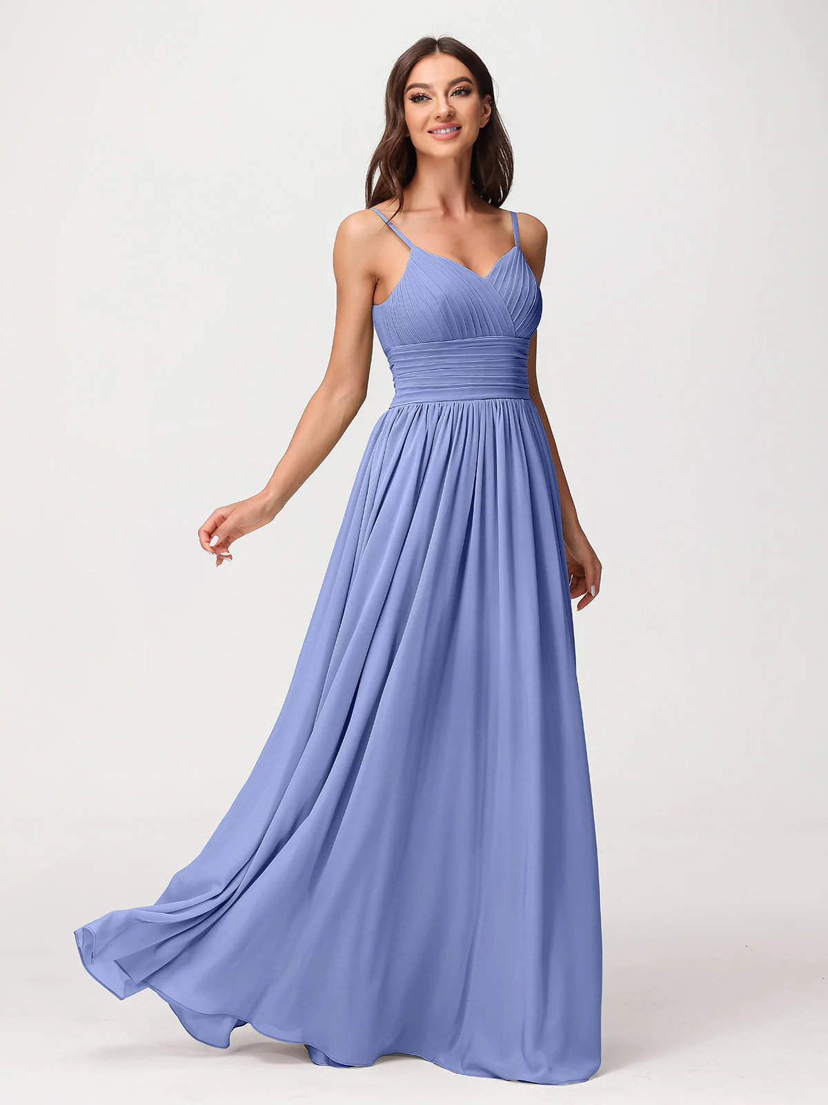Spaghettiträger Chiffon Maxi Kleider Periwinkleblau - Image 5