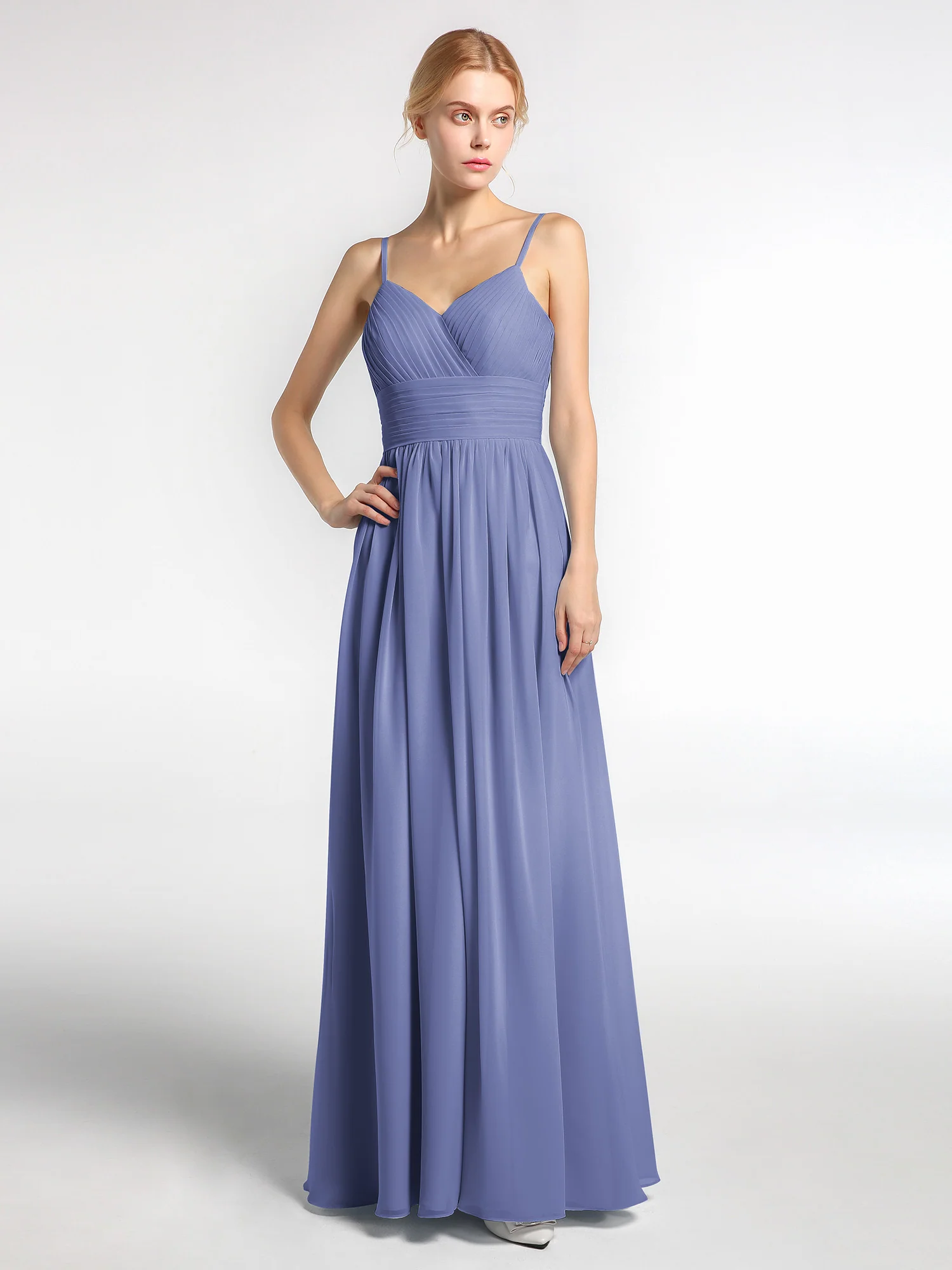 Spaghettiträger Chiffon Maxi Kleider Periwinkleblau - Image 7