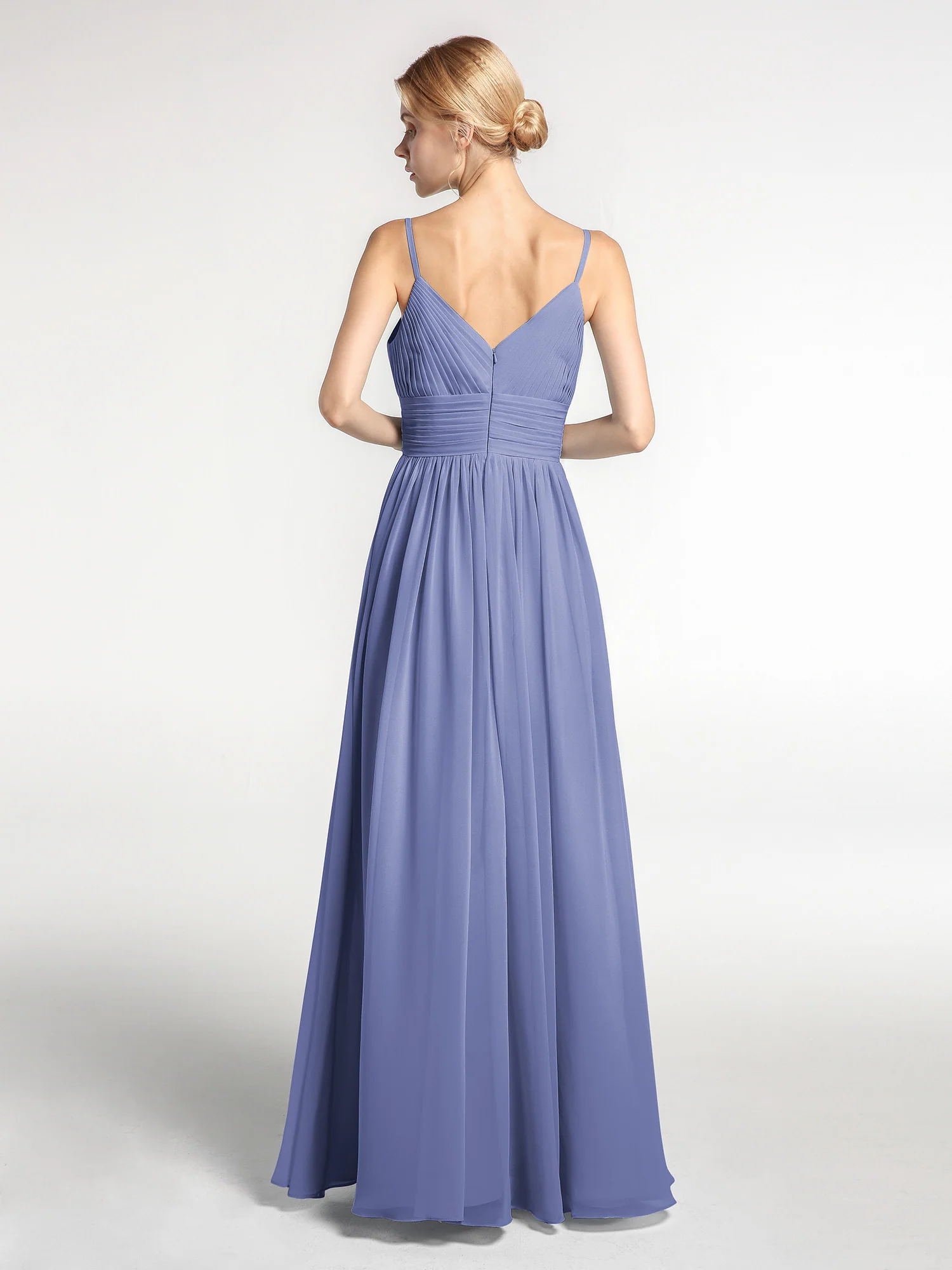 Spaghettiträger Chiffon Maxi Kleider Periwinkleblau - Image 8
