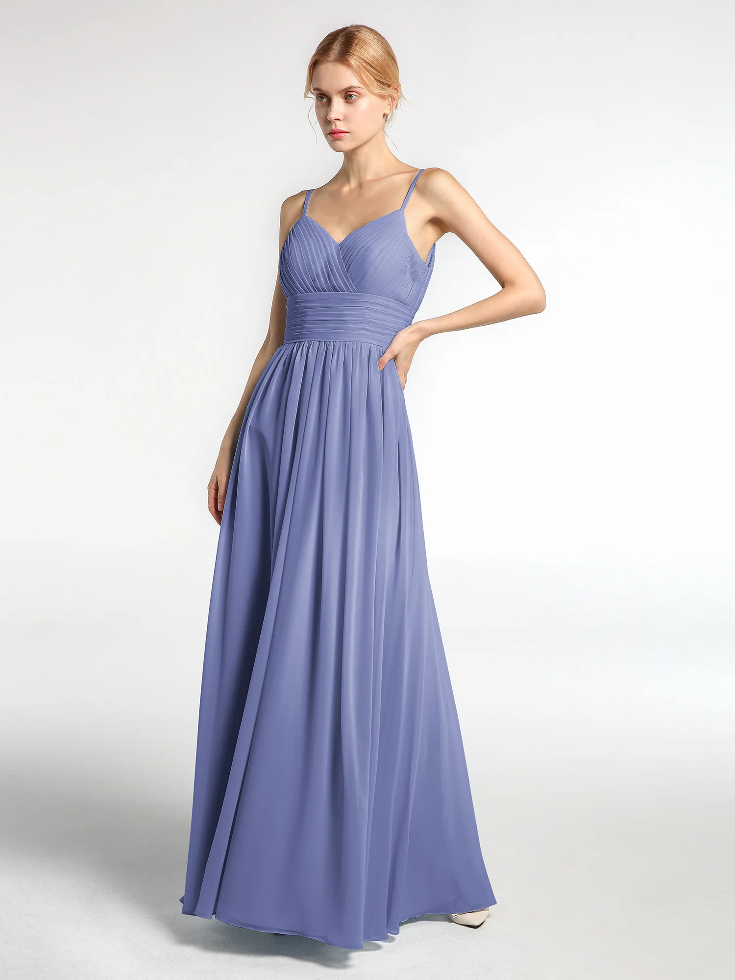 Spaghettiträger Chiffon Maxi Kleider Periwinkleblau - Image 9