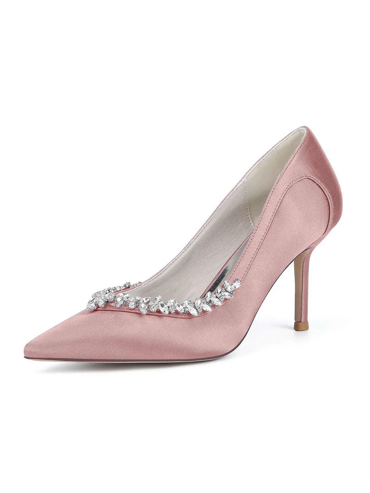 Spitze High Heels aus Kunstseide mit Kristallen an der Seite - Image 11