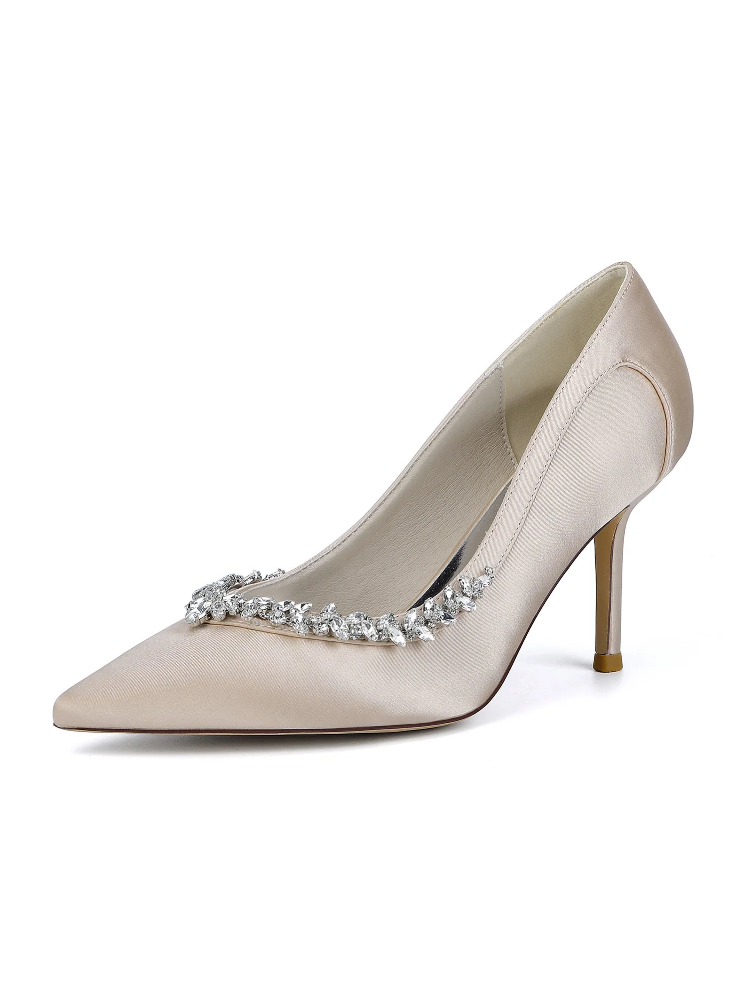 Spitze High Heels aus Kunstseide mit Kristallen an der Seite - Image 13