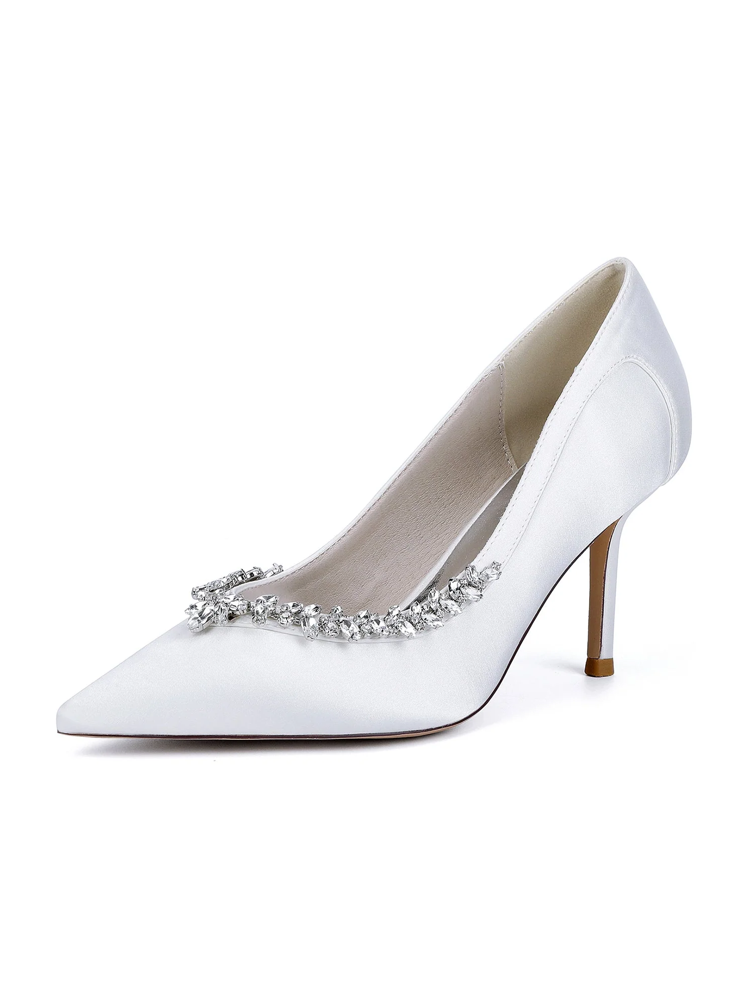 Spitze High Heels aus Kunstseide mit Kristallen an der Seite - Image 7