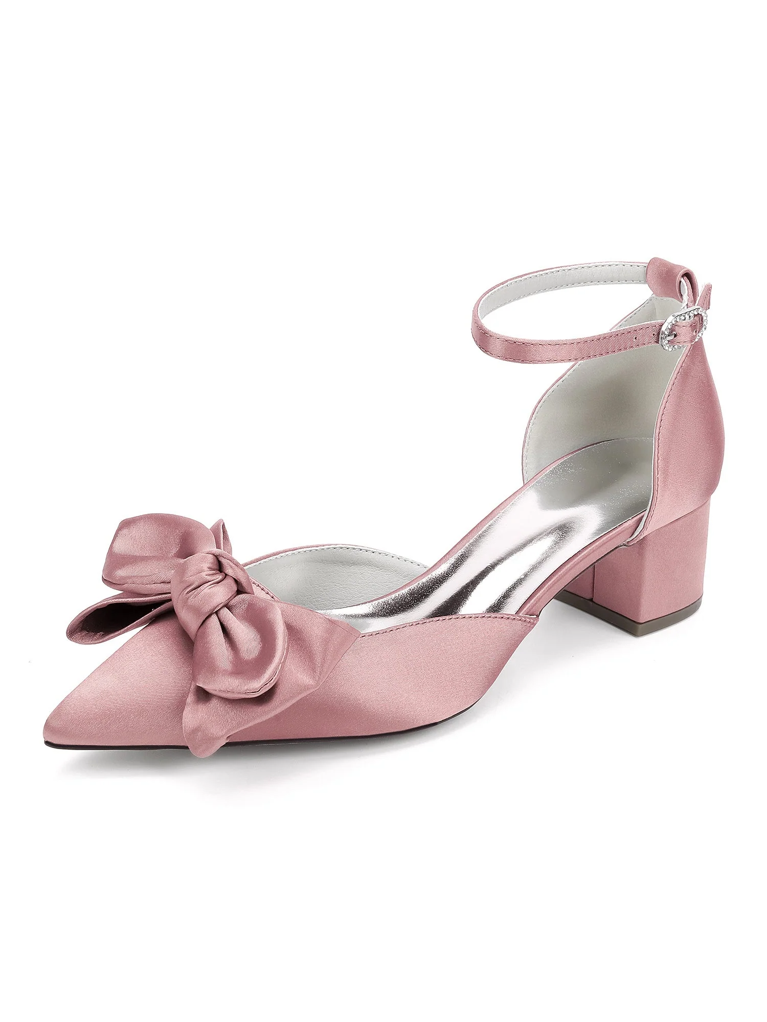 Spitze Sandalen mit Schleife und Knöchelriemen