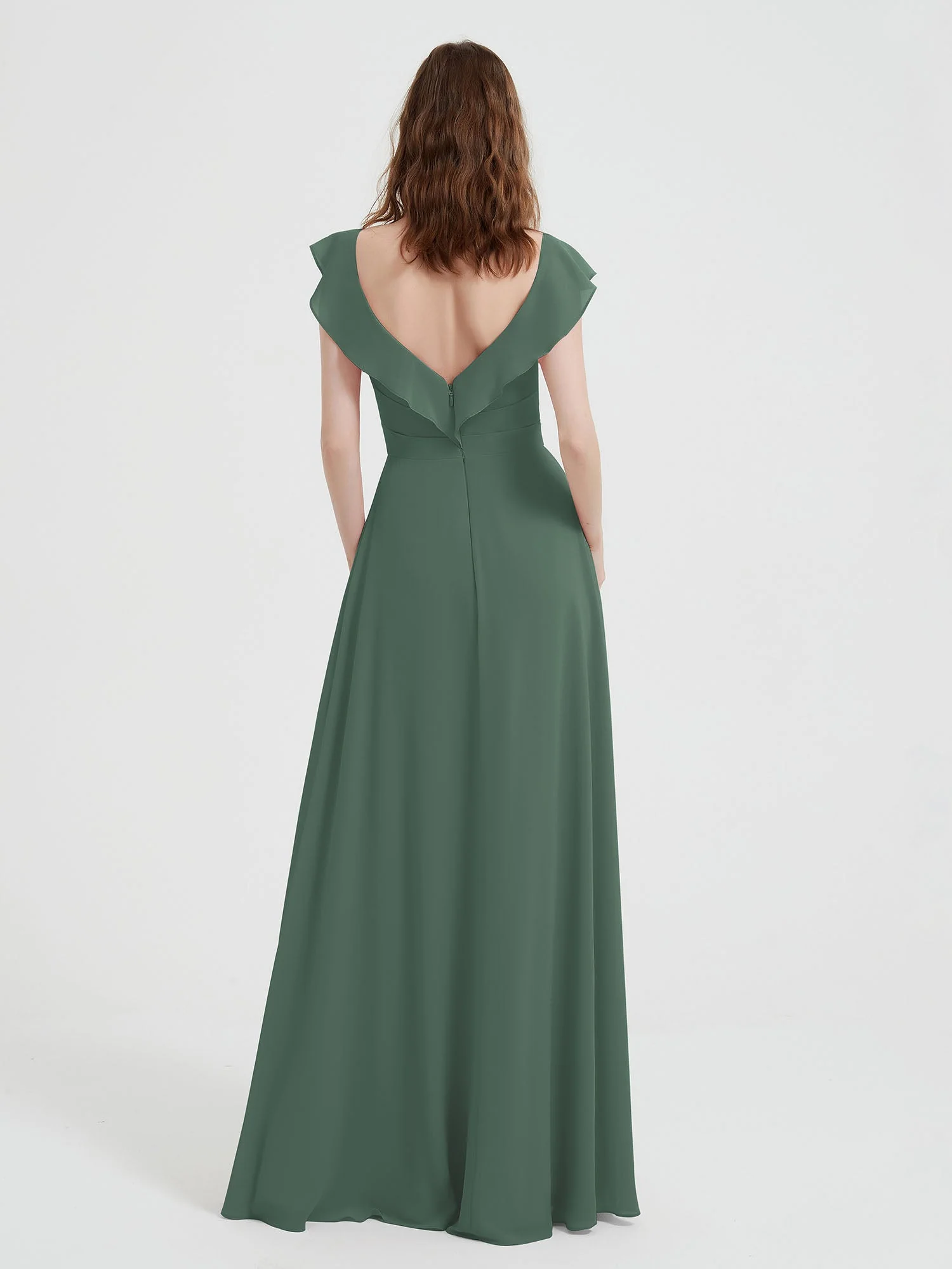 Sweetheart Flatterärmel Chiffon Kleid Eukalyptus - Image 2