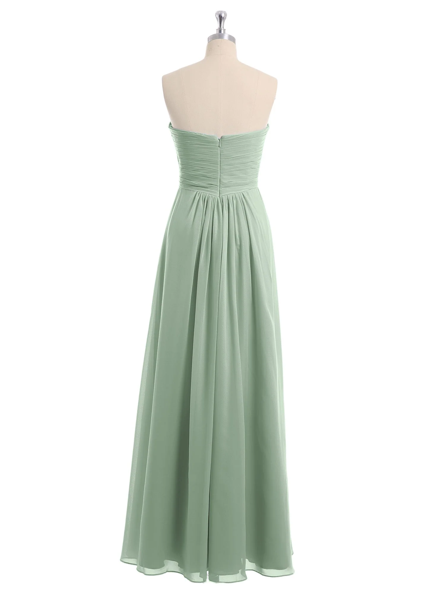 Trägerloser Empire Ausschnitt Chiffon Kleid mit Herz-Ausschnitt Agavengrün - Image 5