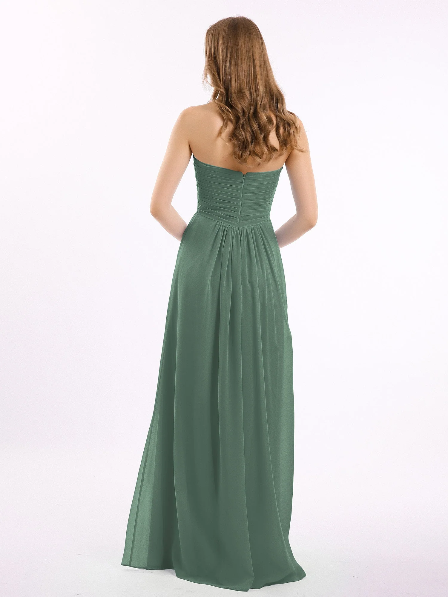 Trägerloser Empire Ausschnitt Chiffon Kleid mit Herz-Ausschnitt Eukalyptus - Image 2