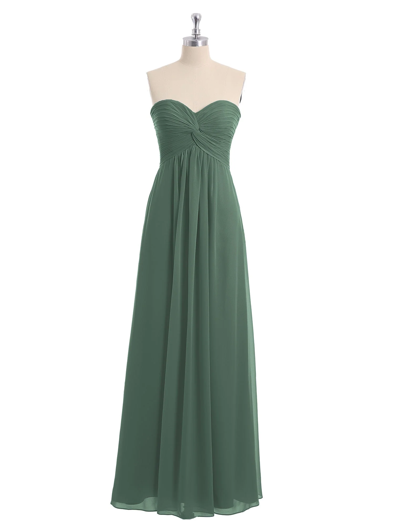 Trägerloser Empire Ausschnitt Chiffon Kleid mit Herz-Ausschnitt Eukalyptus - Image 4