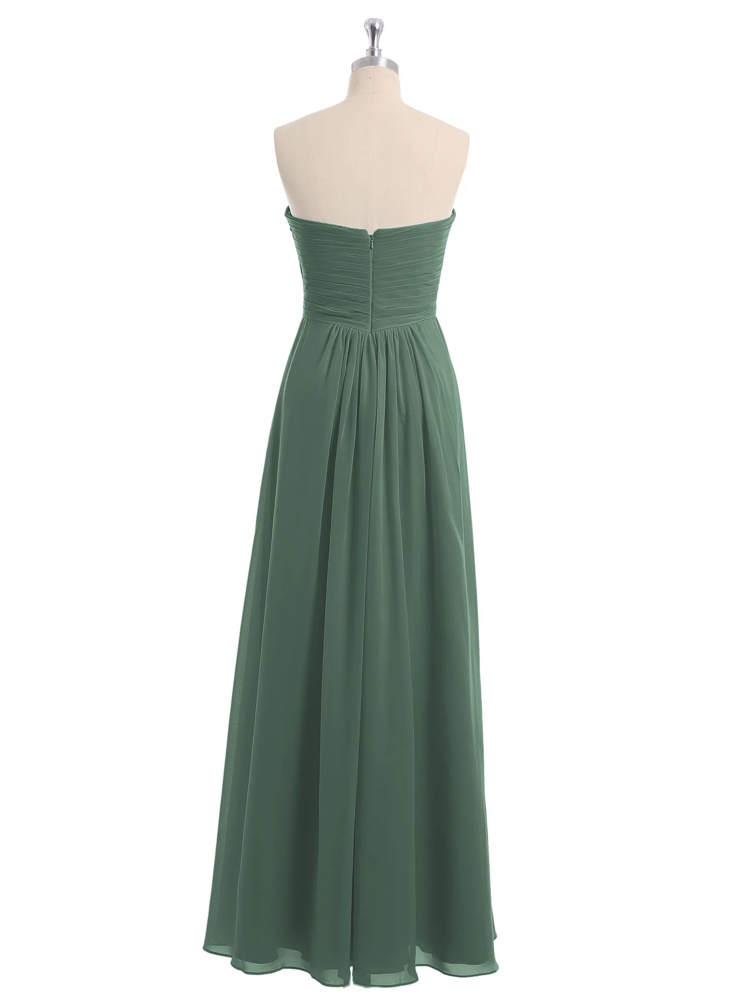 Trägerloser Empire Ausschnitt Chiffon Kleid mit Herz-Ausschnitt Eukalyptus - Image 5