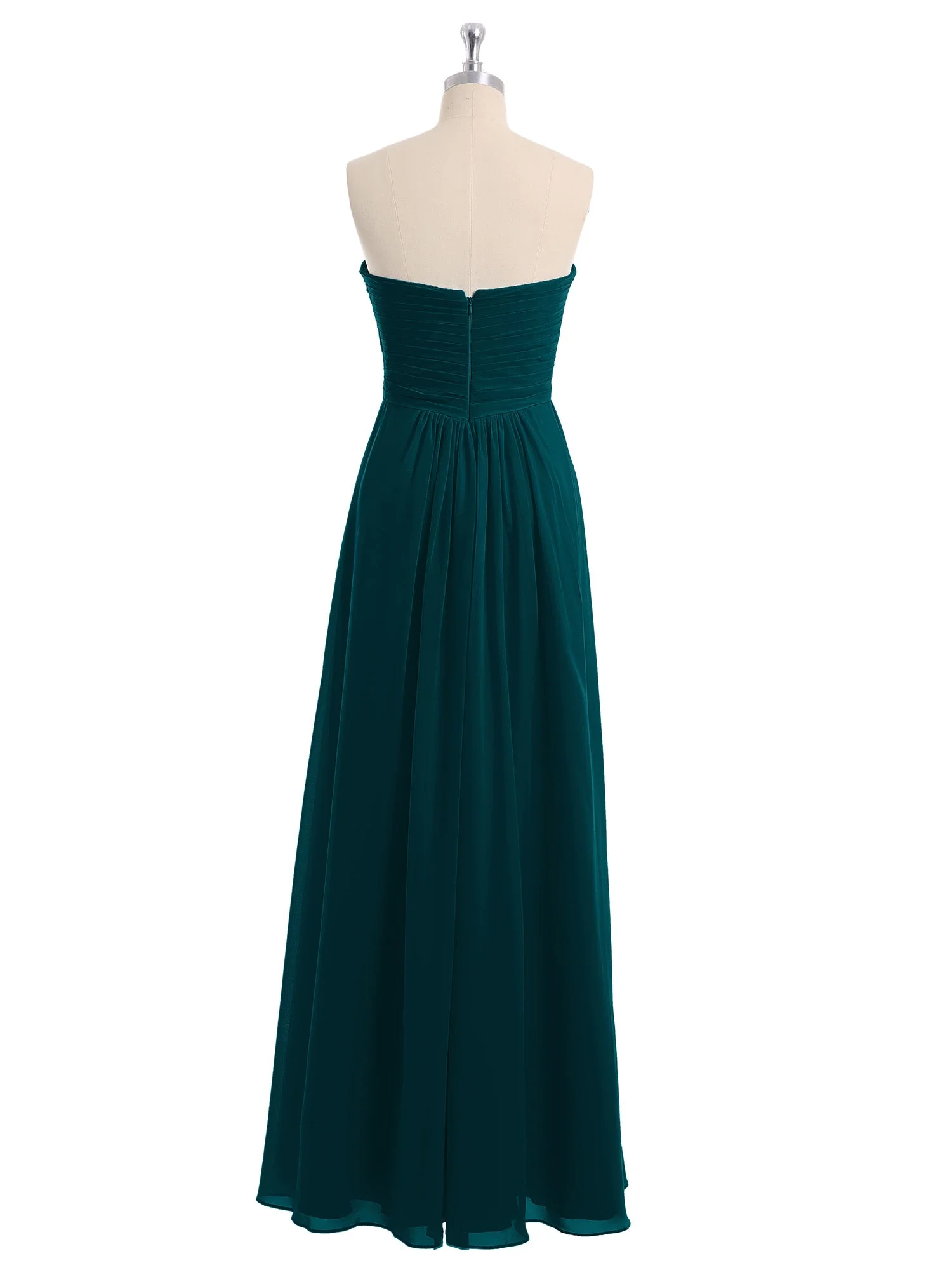 Trägerloser Empire Ausschnitt Chiffon Kleid mit Herz-Ausschnitt Kieferngrün - Image 5