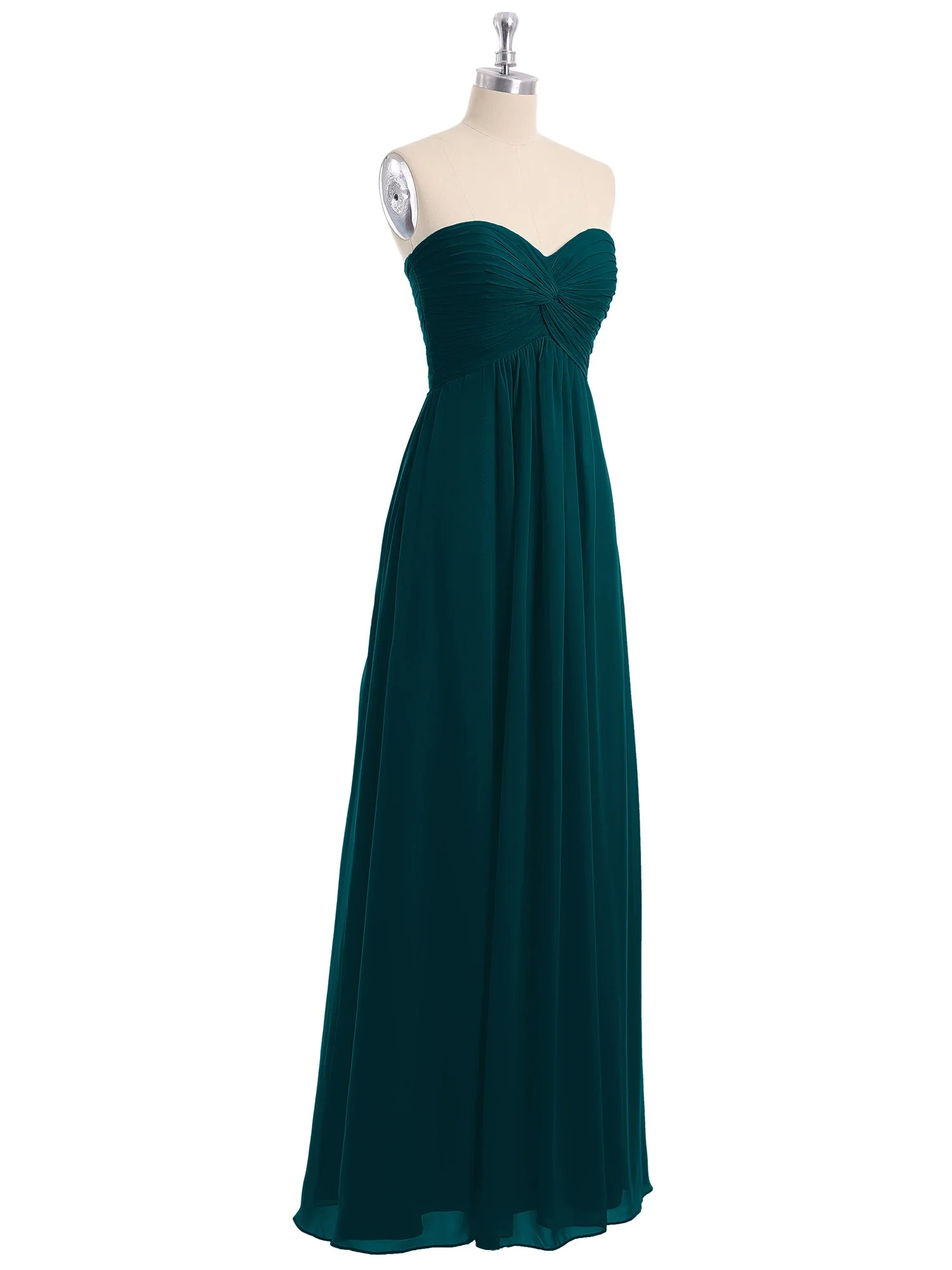 Trägerloser Empire Ausschnitt Chiffon Kleid mit Herz-Ausschnitt Kieferngrün - Image 6