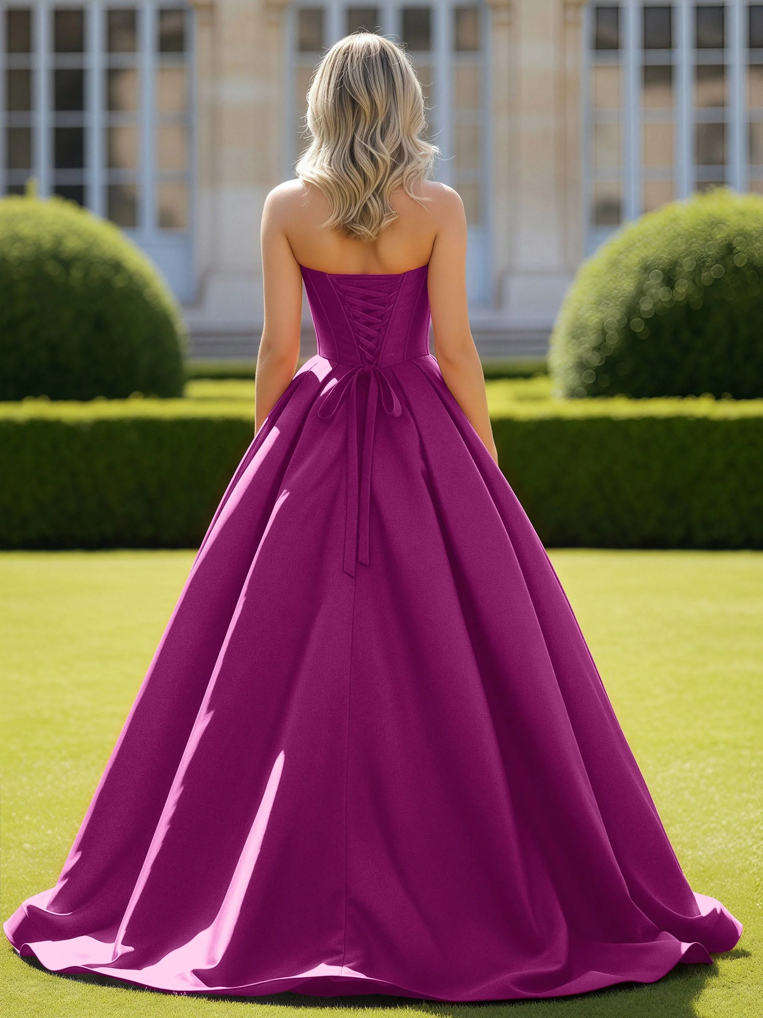 Herzform Satin Ballkleid Zart Spitzenoberteil Ballkleid Orchidee - Image 2