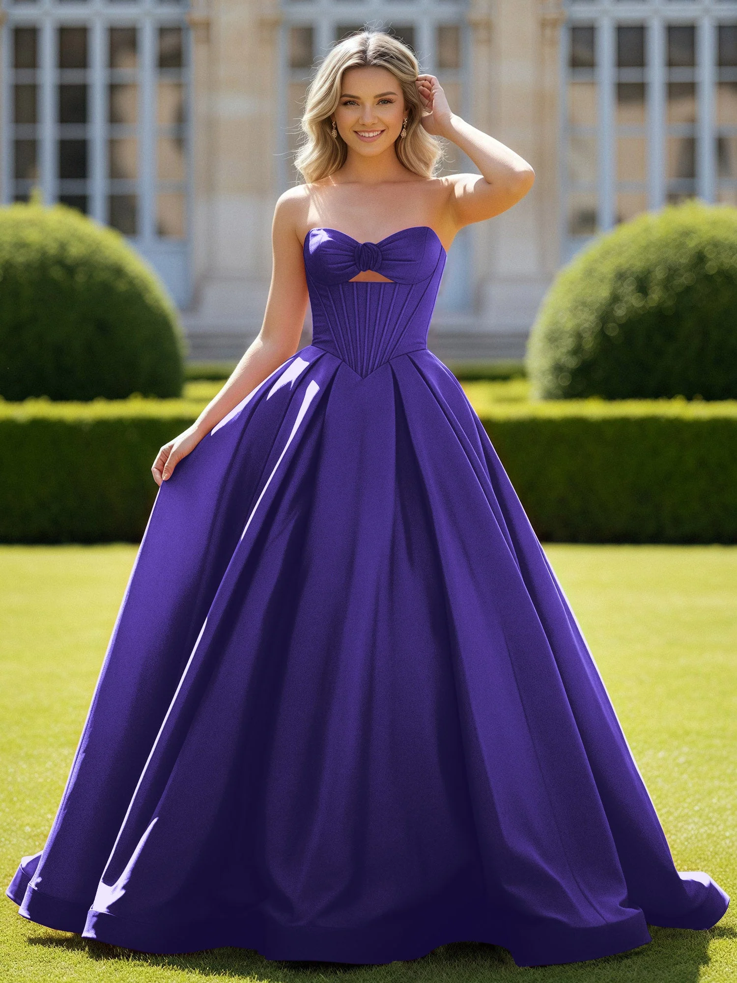 Herzform Satin Ballkleid Zart Spitzenoberteil Ballkleid Regentschaft