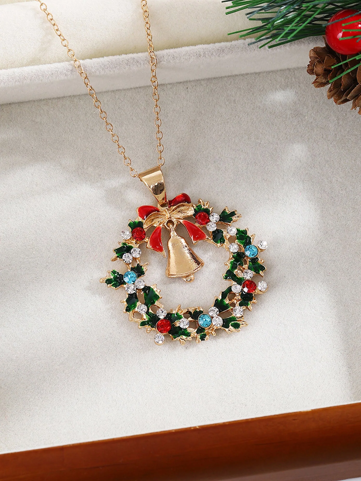 Weihnachts Diamant Blatt Girlande Glocken AnhÀnger Halskette