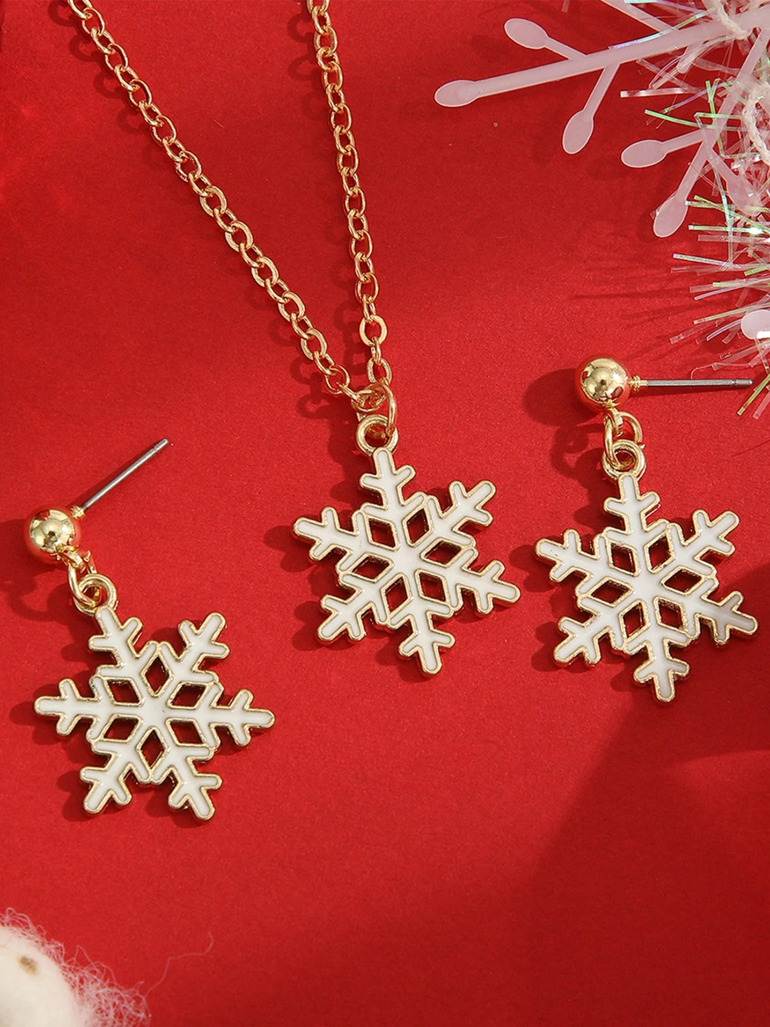 Weihnachts Einfache Schneeflocke Schlüsselbein 3er Set - Image 3