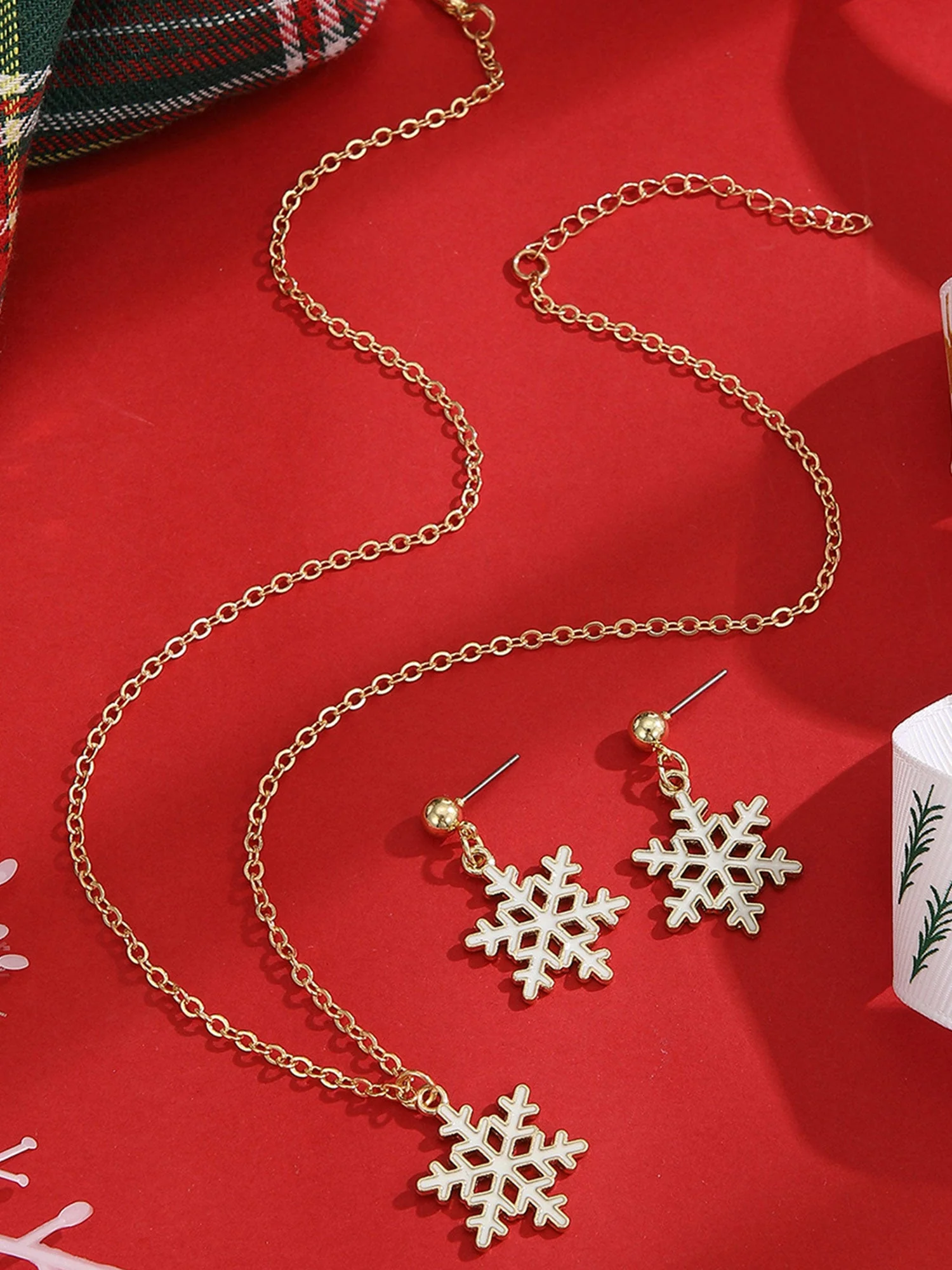 Weihnachts Einfache Schneeflocke Schlüsselbein 3er Set - Image 4