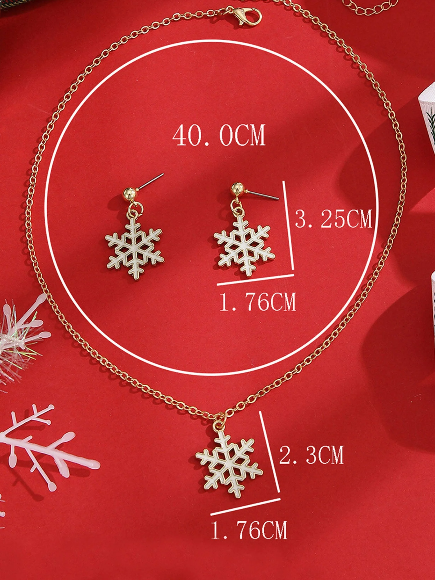 Weihnachts Einfache Schneeflocke Schlüsselbein 3er Set - Image 5
