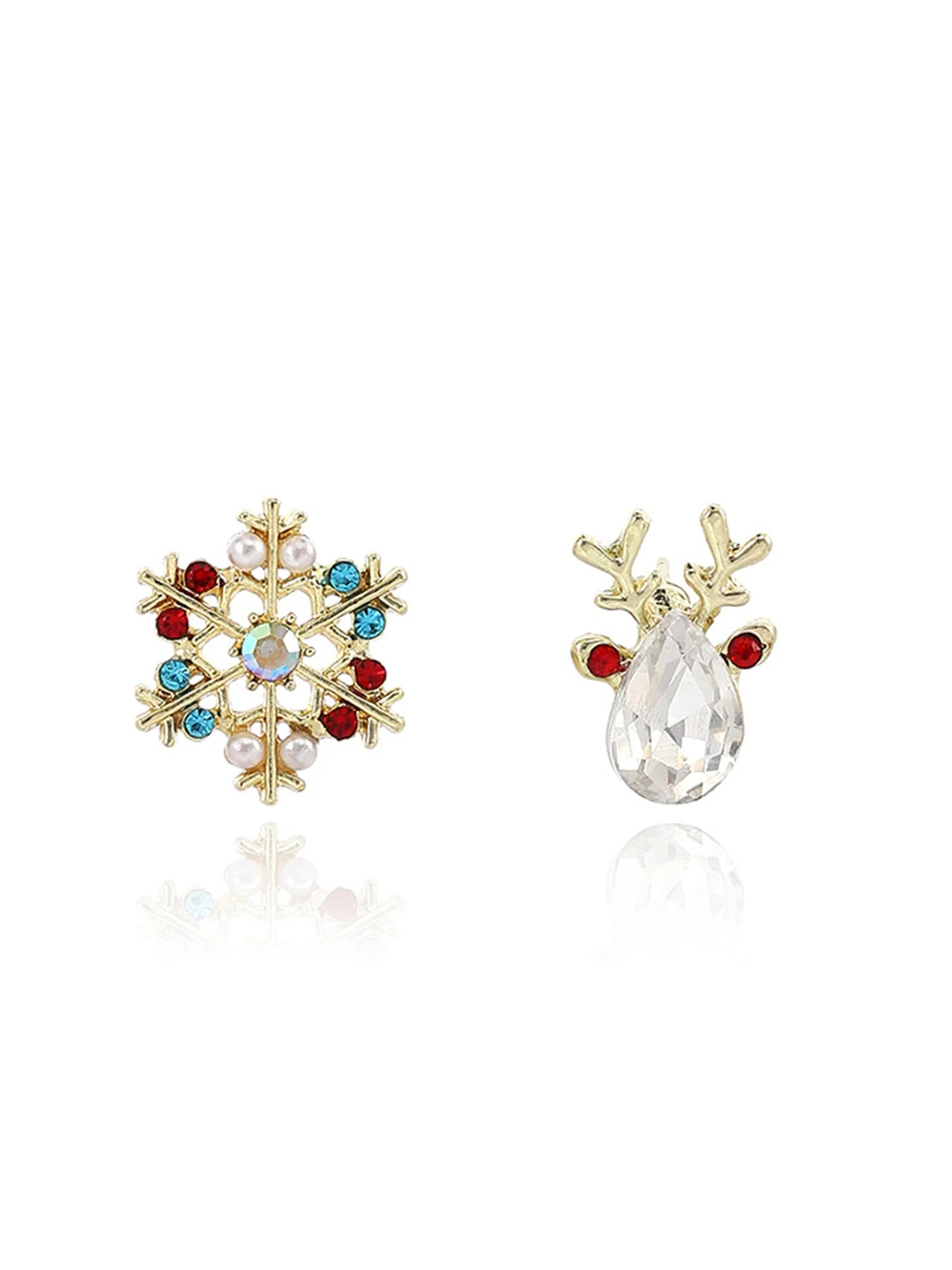 Weihnachts Fantasie Bunte Schneeflocke Elch Diamant Ohrringe - Image 5
