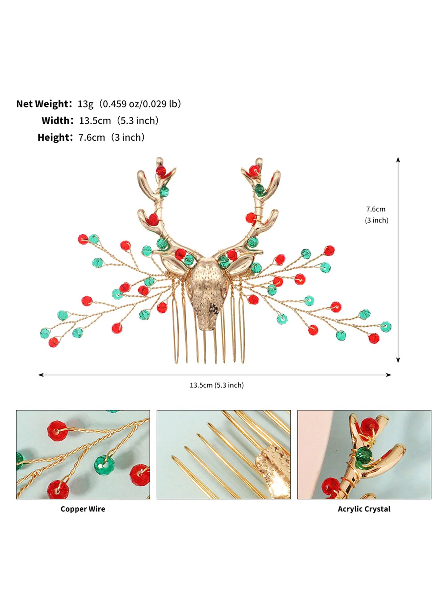 Weihnachts Haarschmuck Strass Haarkämme - Image 5