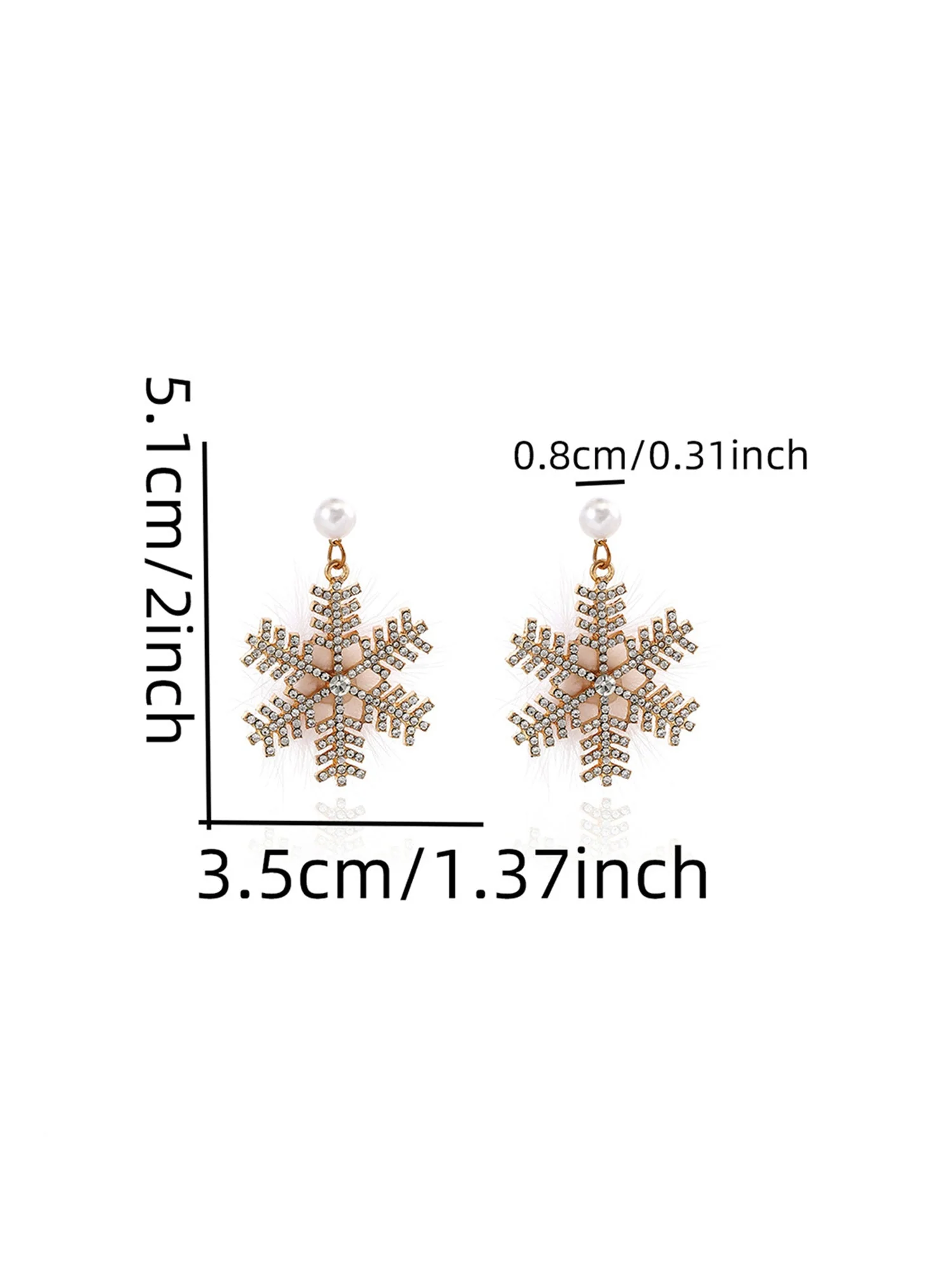 Weihnachts Plüsch Schneeflocken Diamant Perlen Ohrringe - Image 5