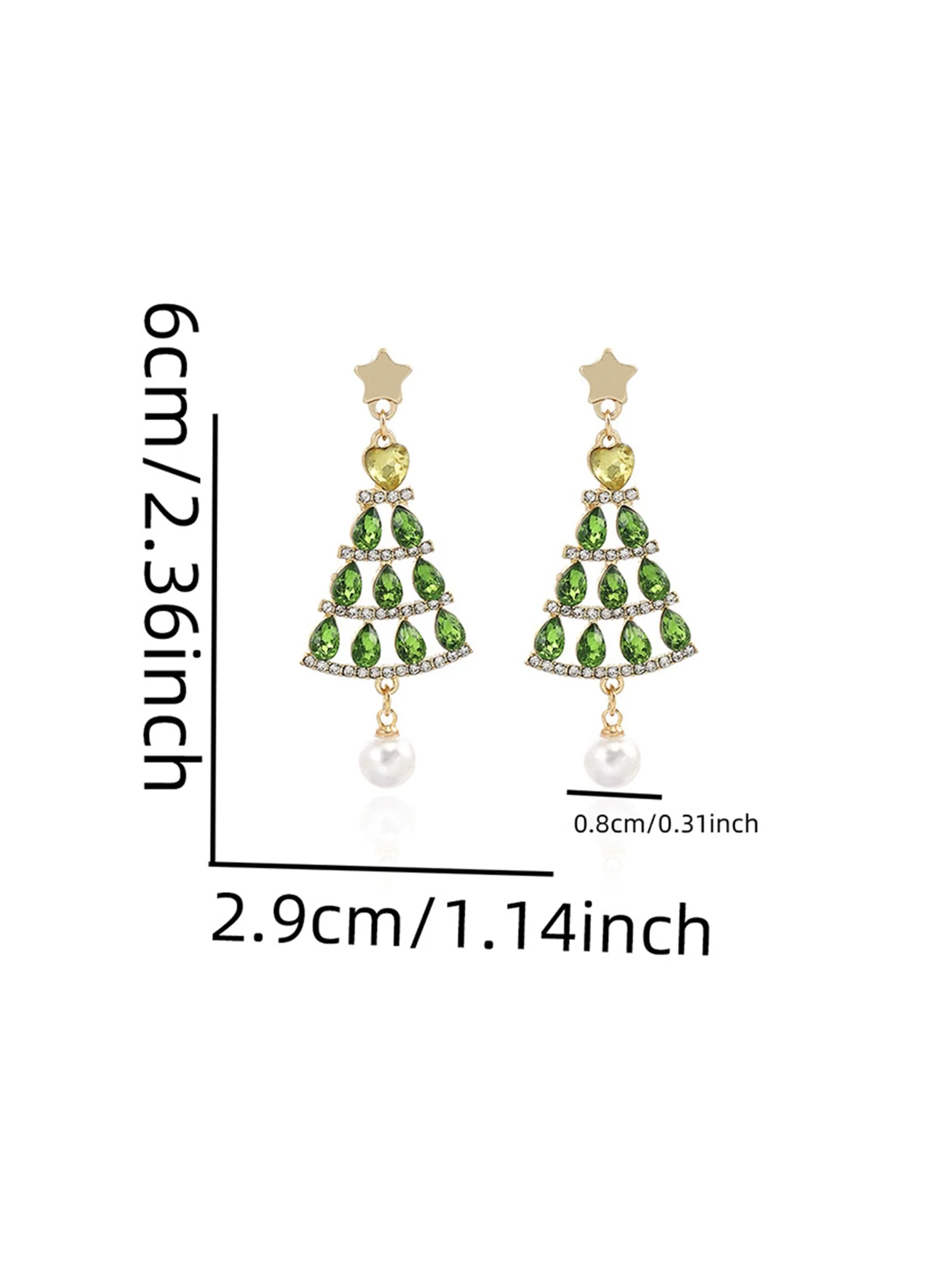 Weihnachtsbaum Hohl Diamant Perlen Ohrringe - Image 6